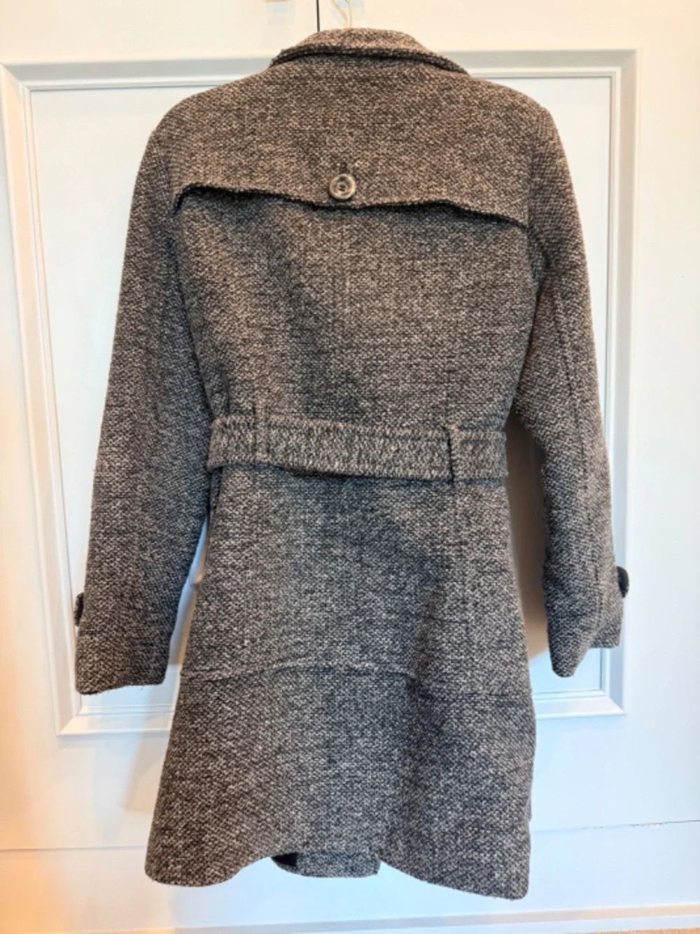 Kenneth Cole wool belted tweed coat